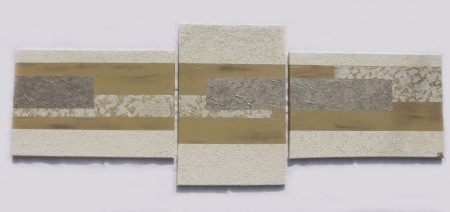 Tableau Triptyque Beige Blanc et Argent